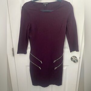 Express Knee Length Maroon Dress